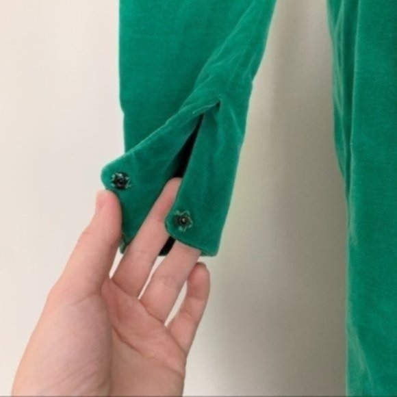 Vintage 50s 60s Emerald Green Velvet Long Sleeve Midi Dress XS/S - Picture 6 of 8